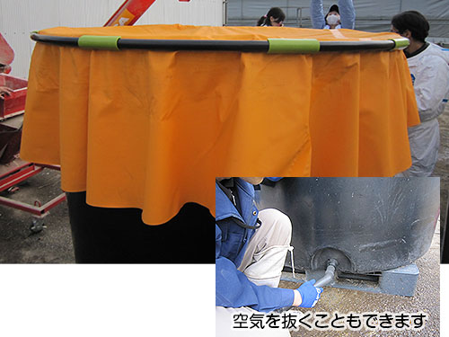 黒パッカーでカバーとサイロを密閉します。緑のパッカーを6個均等に被せます。